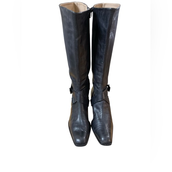 GALO Superflex Black Leather Knee High Side zipper Boots Made In Italy Size 39 - Picture 1 of 16